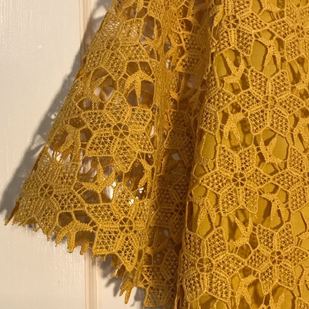 Italian Max & Co. Mustard Lace Blouse New, Never Worn Sign 10 lined, reversible - Picture 3 of 9